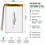 BATTERIE TAP 357090 2 FIL 3,7V 3000MAH  ( size 123mm*85mm ) TAP 706-708