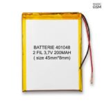 BATTERIE 401048 2 FIL 3,7V 200MAH ( size 45mm*8mm )