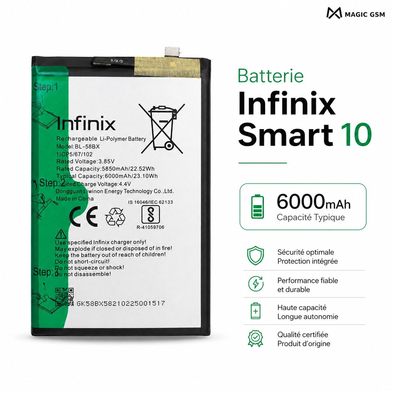 20260139150 BATTERIE INFINX SMART 10 - Image 1