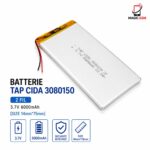 BATTERIE TAP CIDA 3080150 2 FIL 3,7V 6000MAH ( size 14mm*75mm )