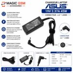 CHARGEUR LAPTOP ASUS 19V 2.37A 4.0*1.35M °°°°