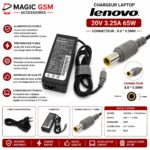 CHARGEUR LAPTOP LENOVO 20V/ 3.25A 8.0*5.5