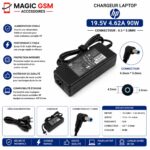 CHARGEUR LAPTOP HP 19.5V / 4.62A 4.5*3.0MM