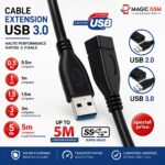 CABLE USB 2.0 EXTENSION 5M MGAIC